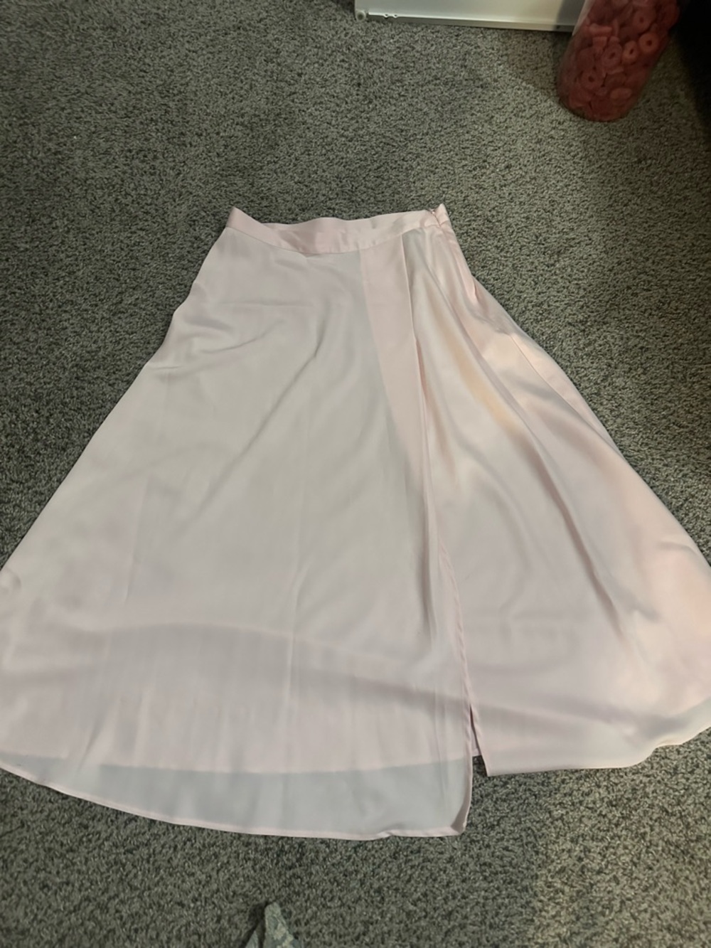 H&M Pale Pink Satin Midi Skirt